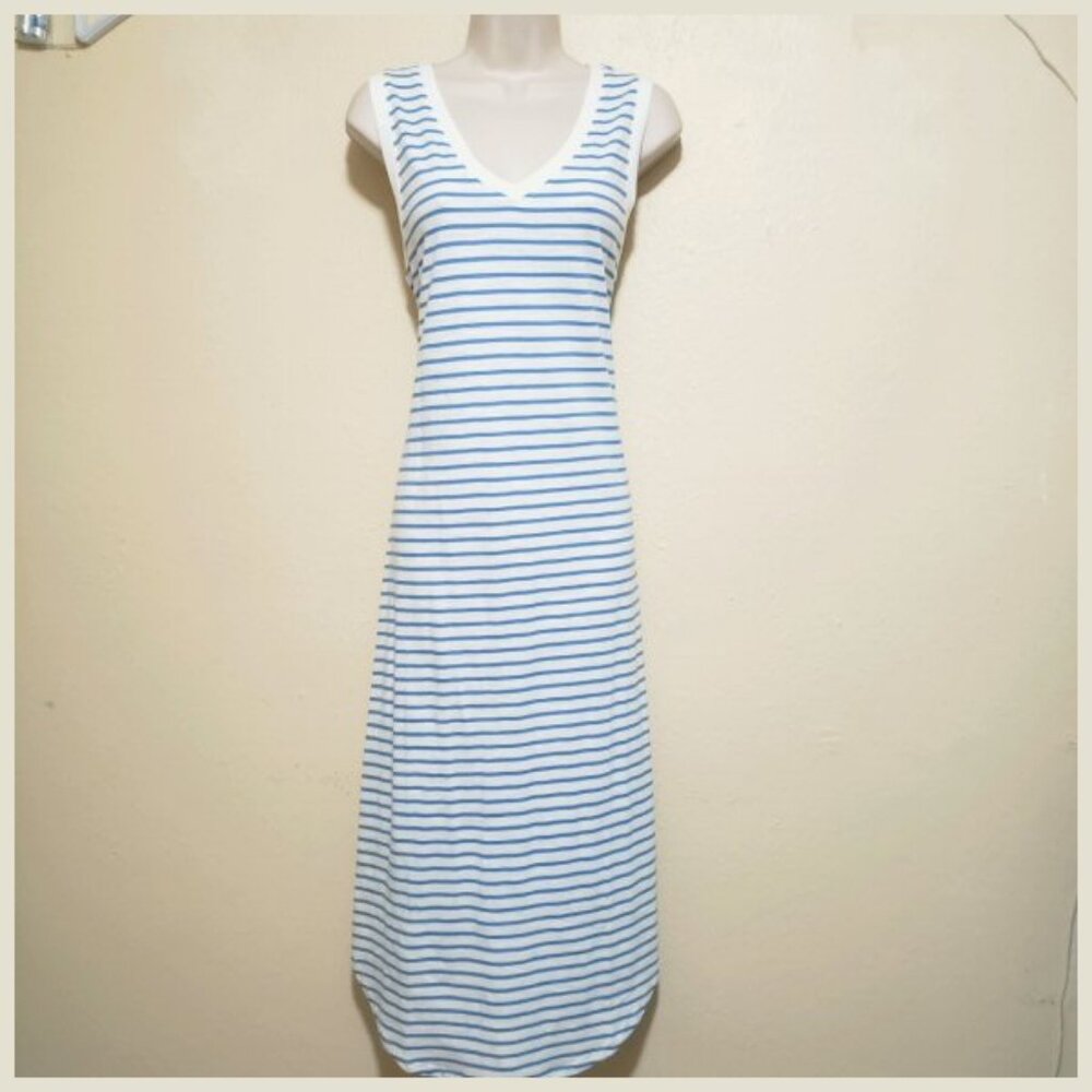 NWT Split Hem Dress with Blue Stripes S